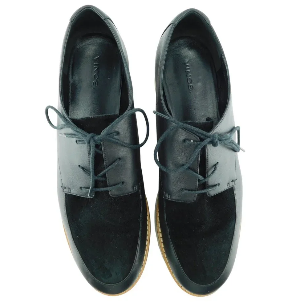 VINCE Black Leather Lace Up Platform Oxfords Shoes 40EU / 10US